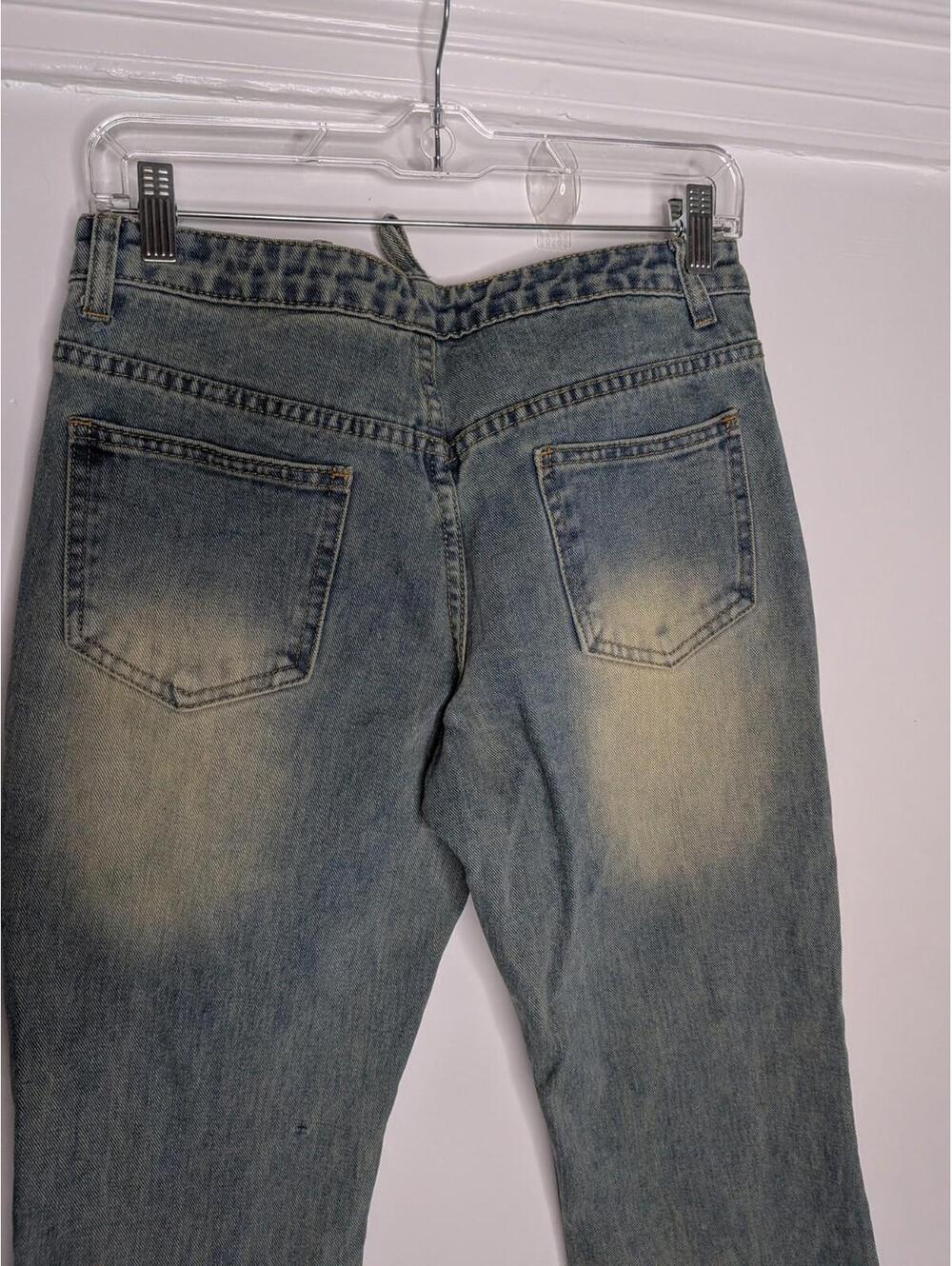 ego strappy waisted studded detail flare jeans blue vintage Size 4 No Belt - Picture 6 of 7